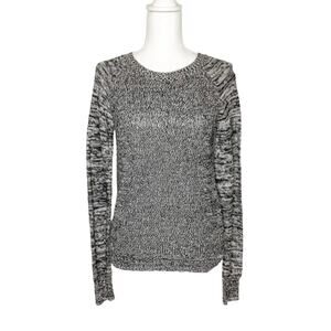 Mossimo Black White Marled Space Knit Crew Neck Sweater XS